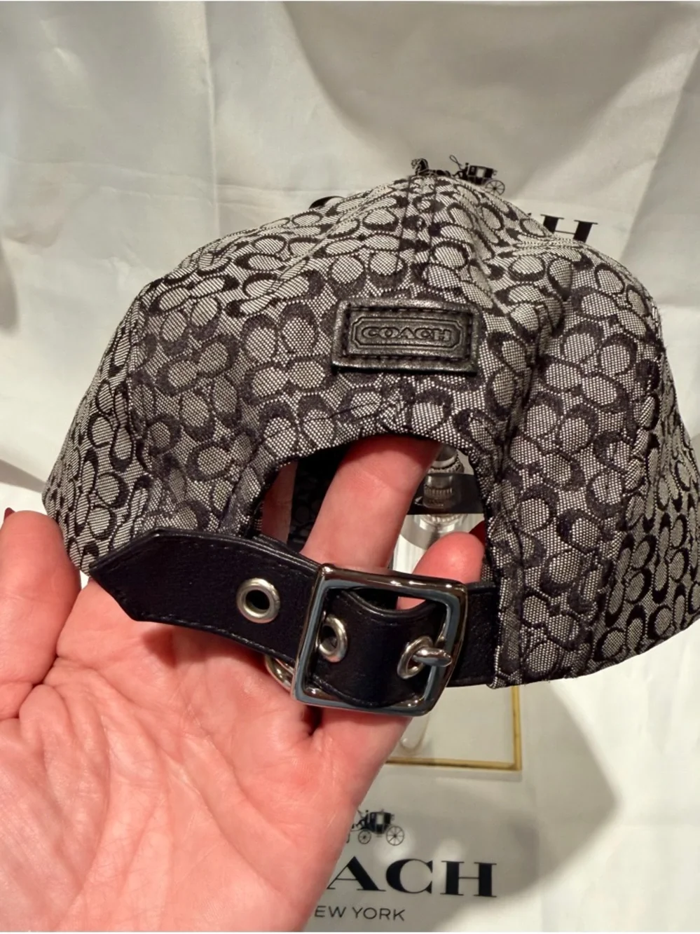 Y2K Coach Mini Signature Baseball Hat (charcoal/black)- Size M/L- NWOT - Picture 8 of 8